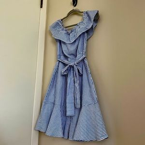 Strapless pinstripe dress